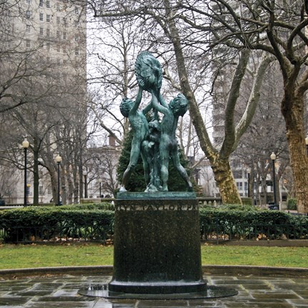 Framed Fountain II (Color) Print