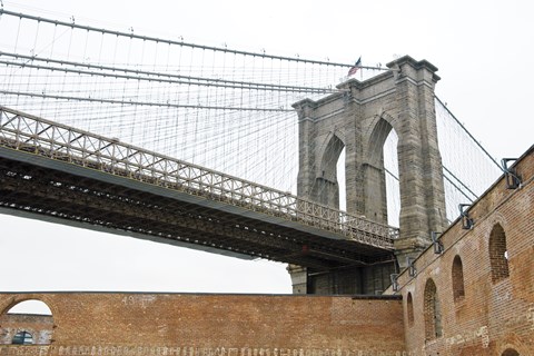 Framed Brooklyn Bridge (brick walls) Print