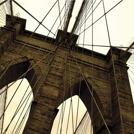 Framed Brooklyn Bridge II (sepia) (detail) Print