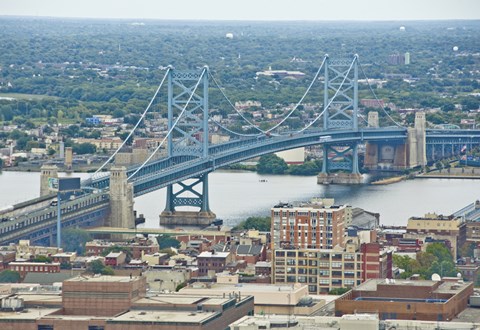 Framed Benjamin Franklin Bridge (aerial) Print