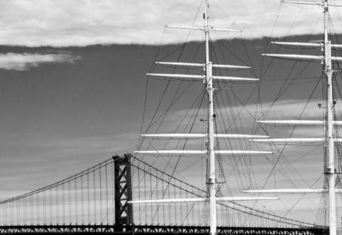 Framed Bridge &amp; Masts (b/w) Print