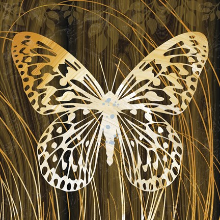Framed Butterflies &amp; Leaves II Print