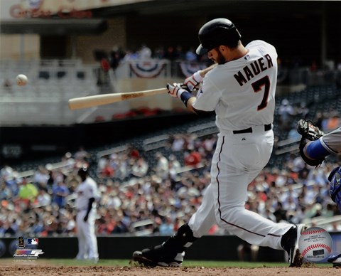 Framed Joe Mauer 2015 Action Print