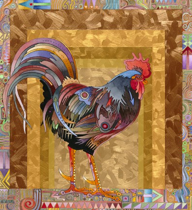Framed Metallic Rooster Print
