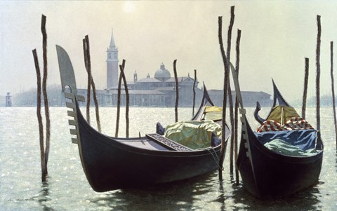 Framed Gondolas, Venice Print