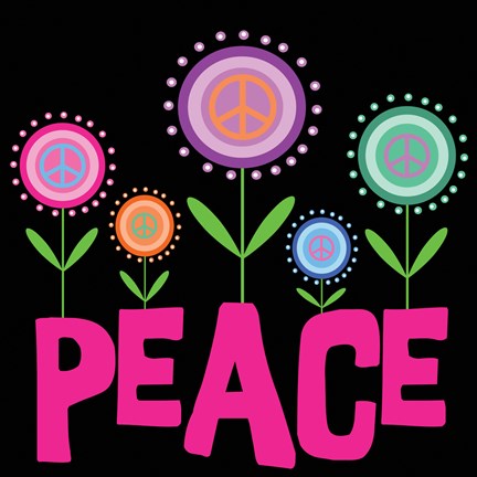 Framed Peace Flowers Print