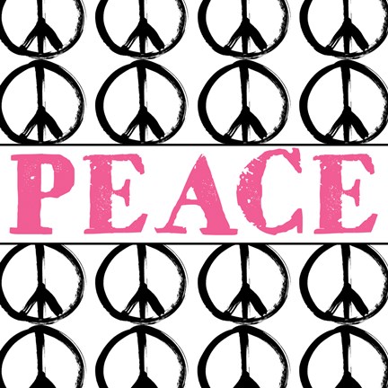 Framed Peace - Pink with Peace Signs Print