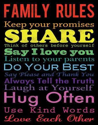 Framed Family Rules 2 Print