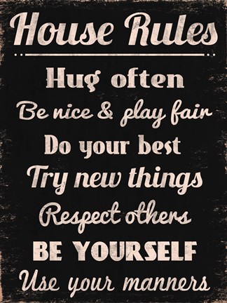Framed House Rules 1 Print