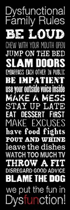 Framed Dysfunctional Family Rules 2 Print