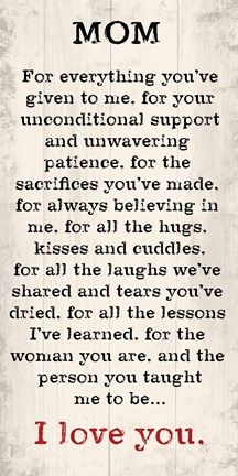 Framed Mom I Love You 1 Print