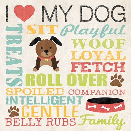Framed I Love My Dog 3 Print