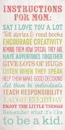 Framed Instructions for Mom Print