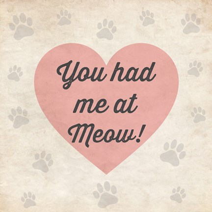 Framed You had Me at Meow! Print