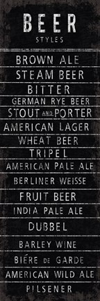 Framed Beer Styles - Blackboard Print