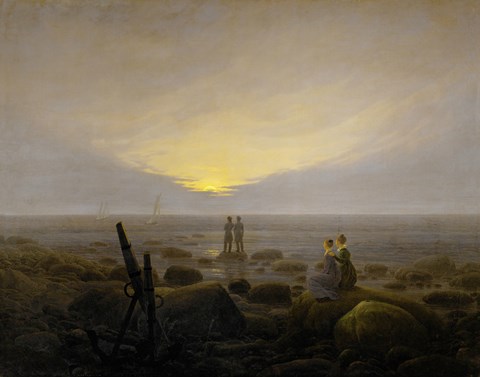 Framed Moonrise on the Seashore, 1821 Print