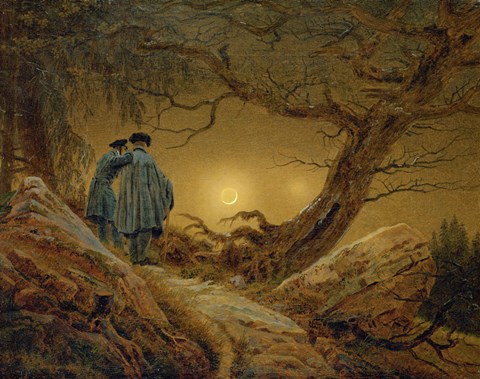 Framed Two Men Observing the Moon, 1819-1820 Print