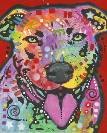 Framed Dog On Red Print