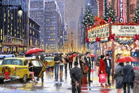 Framed New York Theater Xmas Print