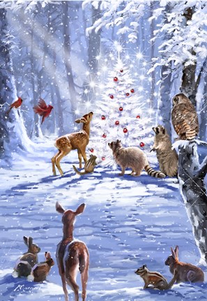 Framed Forest Snowman Print