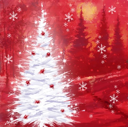 Framed Red Christmas Scene Print