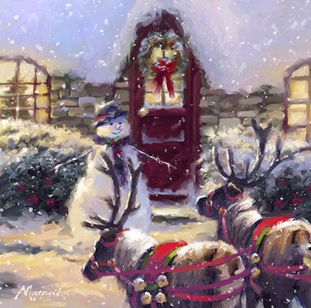 Framed Reindeer And Snowman 2 Print