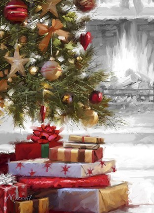 Framed Presents Under Tree 2 Print