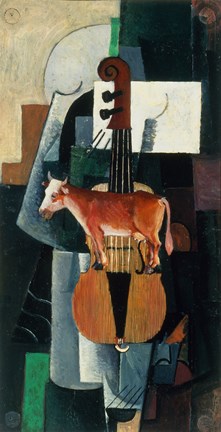 Framed Bull and Violin, 1903 Print