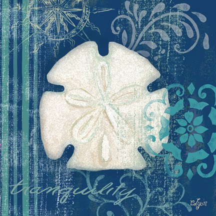 Framed Navy Blue Spa Shells II Print