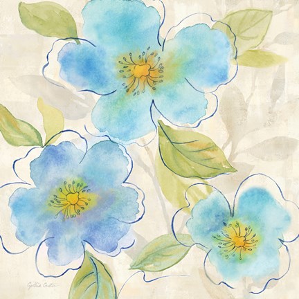 Framed Blue Poppy Garden II Print