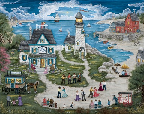 Framed Party at the Lighthouse Inn Print