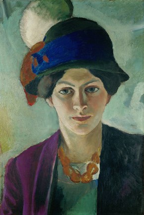 Framed Elisabeth Macke With Hat, 1909 Print