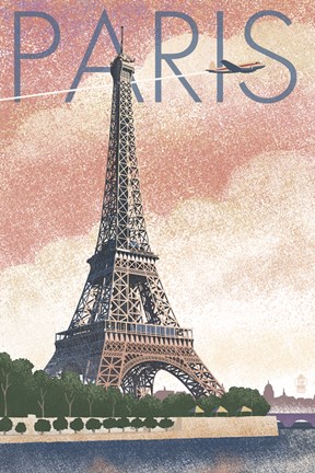 Framed Paris Pink Eiffel Tower Print