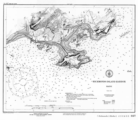 Framed Richmonds Island Harbor, Maine Map Print