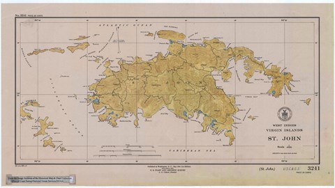 Framed Map of St. John Print