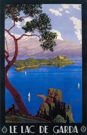 Framed Le Lac De Garda Lake Scene Print