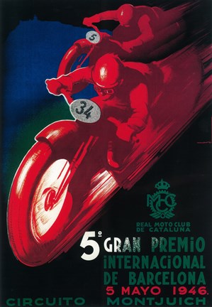 Framed 5 Gran Premio Barcelona 1946 Print