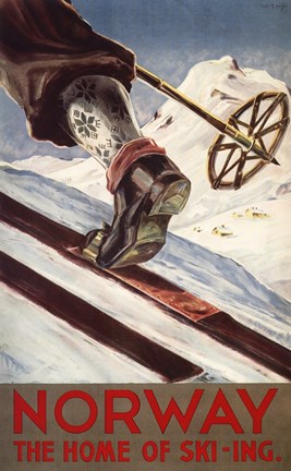 Framed Home Of Skiing Norway Print