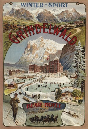 Framed Winter Sport Grindelwald Print