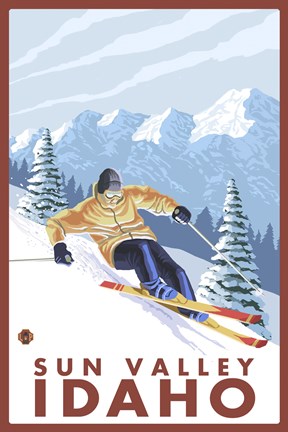 Framed Sun Valley Idaho Ski Print