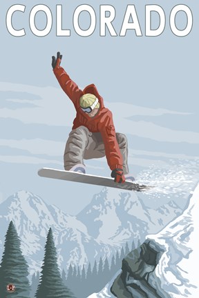 Framed Colorado Snow Boarding Ad Print