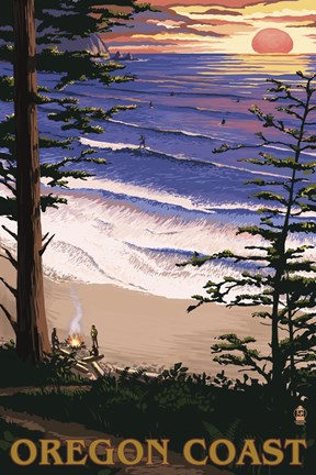 Framed Oregon Coast Sunset Ad Print