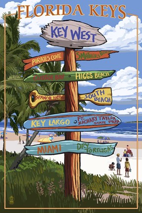 Framed Florida Keys Sign Ad Print