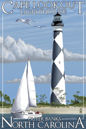 Framed Cafe Lookout Lighthouse Carolina Print