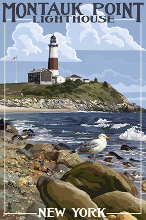 Framed Montauk Point Lighthouse New York Print