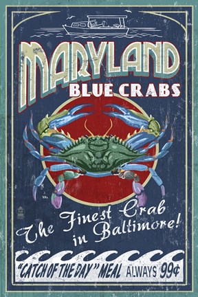Framed Maryland Blue Crabs Print