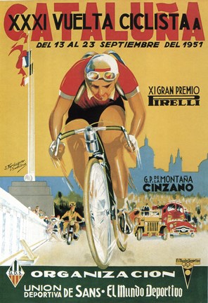 Framed Vuelta Ciclista XXXVI Cataluna Bicycle Print