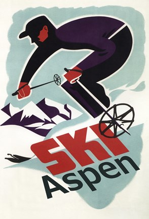 Framed Ski Aspen Ad Print