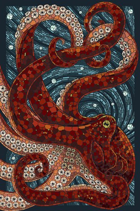 Framed Octopus Mosaic Print
