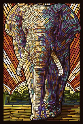 Framed Elephant Mosaic Print